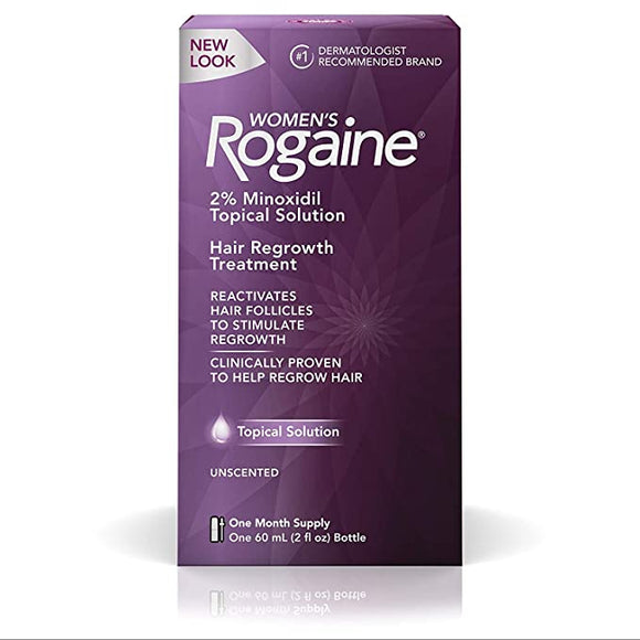 Women's Rogaine 2% Minoxidil Topical Solution for Hair Thinning and Loss, Topical Treatment for Women's Hair Regrowth, 1-Month Supply