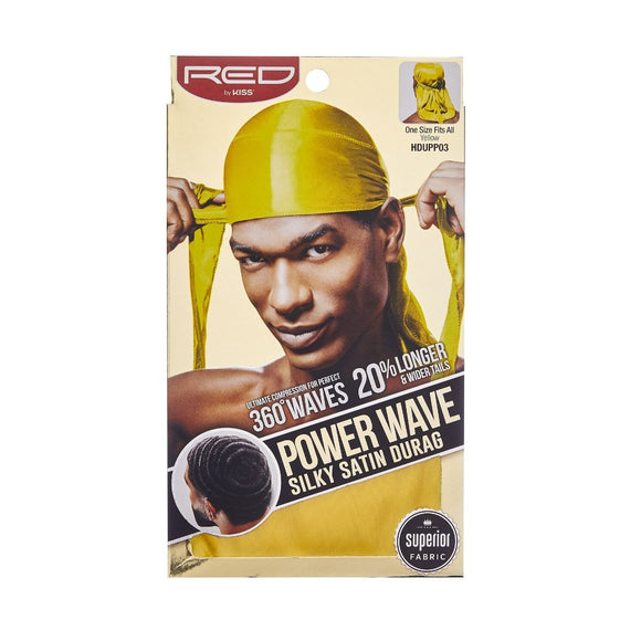Red Power Wave Silky Satin Durag Yellow