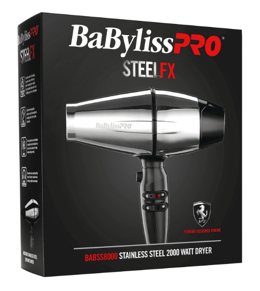BaByliss Pro SteelFX BABSS8000 Stainless Steel 2000 Watt Hair Dryer
