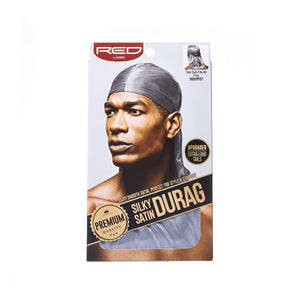 Red Silky Satin Durag Gray