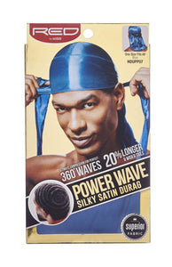 Red Power Wave Silky Satin Durag Blue