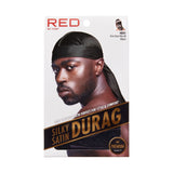 Red Silky Satin Durag Black